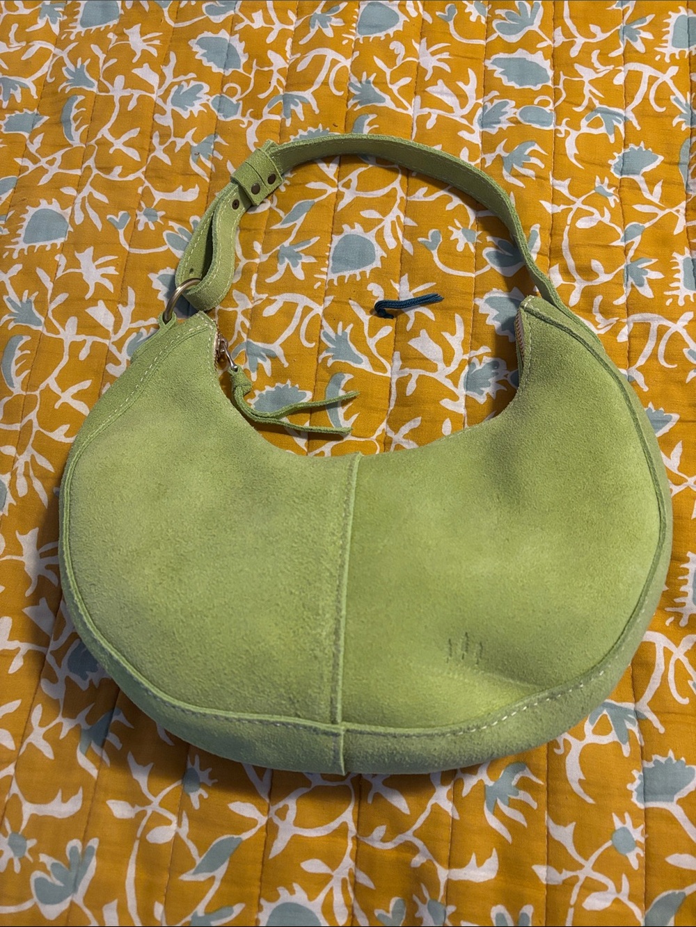 Portland Leather Goods Lime Small Nora Handbag Purse Shoulder Suede Genuine